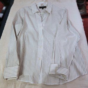 Non-iron White with Black stripes Blouse